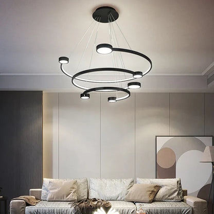 DecorBites™ LED Ring Chandelier: Modern Nordic Hanging Light for Dining, Living Room, and Lobby