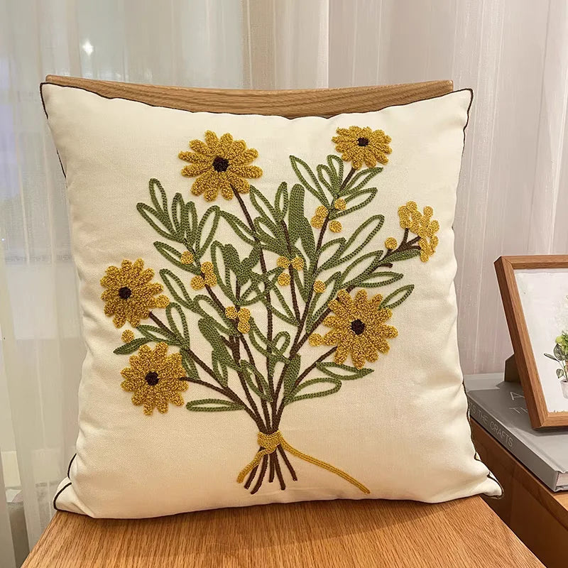 Embroidered Geometric Cushion Cover