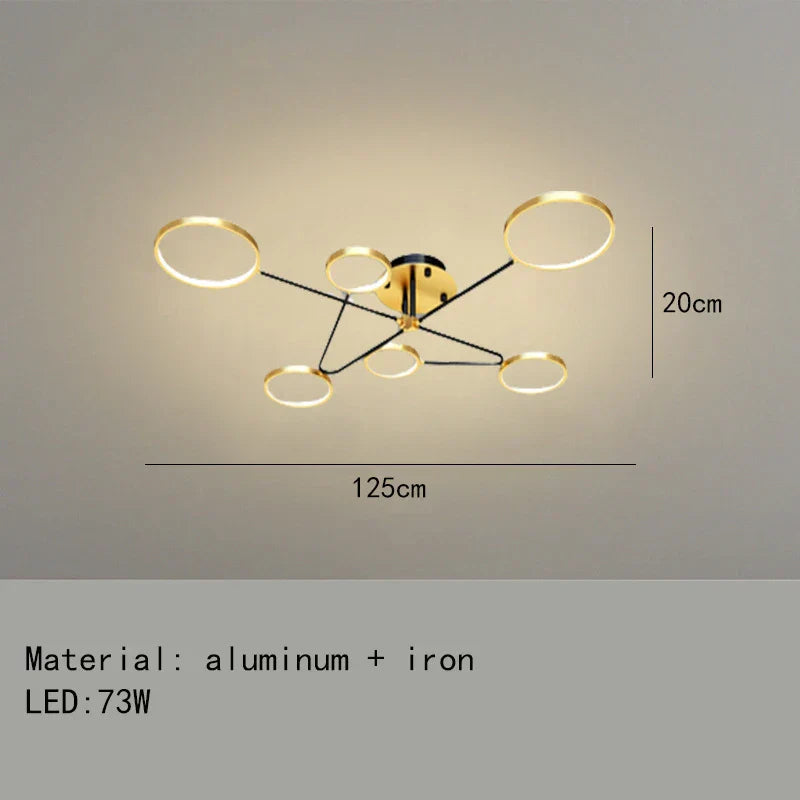 Decorbites™ Gold Schwarz Metall LED Kronleuchter – Minimalistisches 3-Farbtemperatur-Beleuchtung für Wohnzimmer und Restaurant