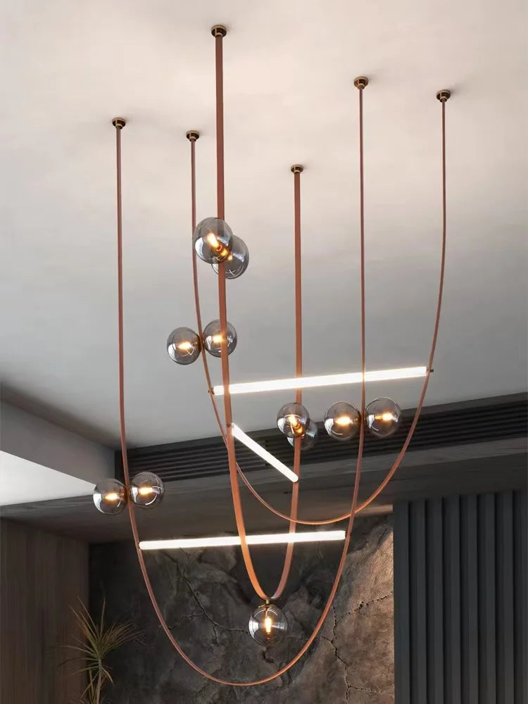 DecorBites™ Leather Chandeliers 2023 LED Minimalist Home Decor Lighting for Living Room