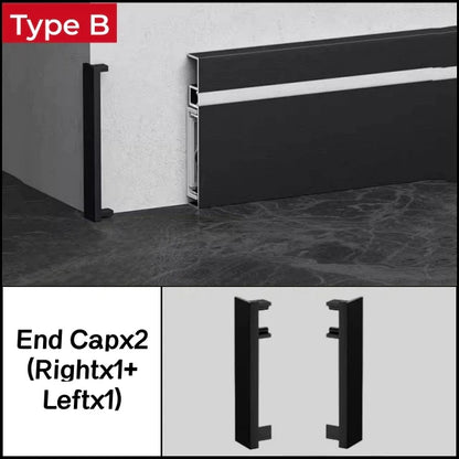 DecorBites™ LED Skirting Aluminum Profiles: Brushed Gold/Black, Conner Baseboard, Diffuser, Stair, Floor, Wall Decor