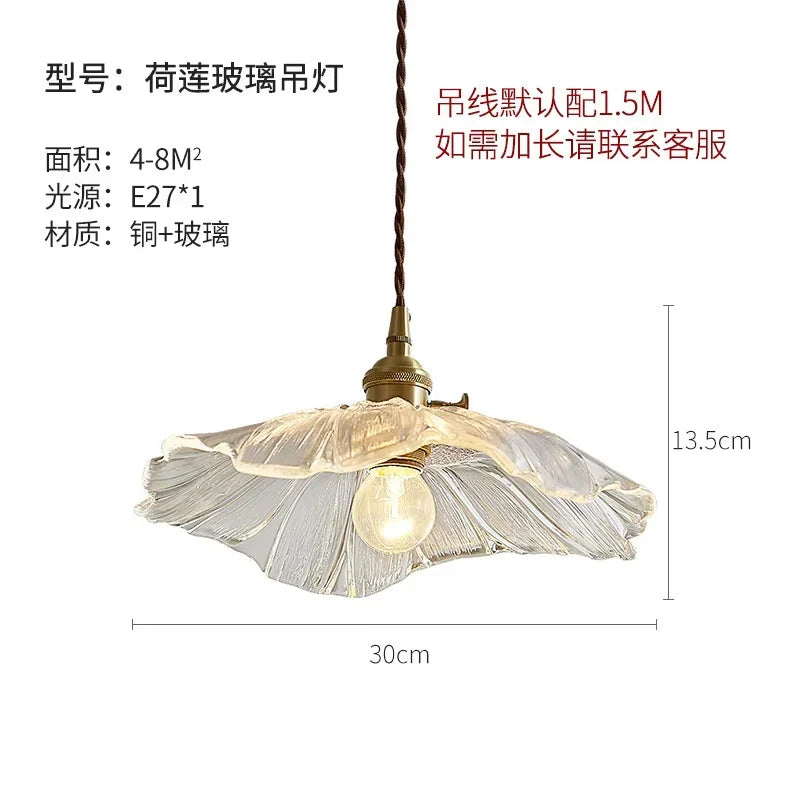 Vintage Flower Glass Pendant Light Fixture