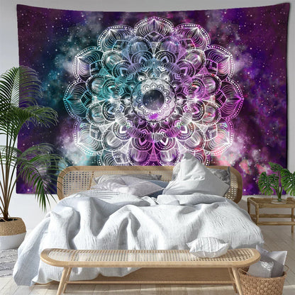 Decobites Purple Starry Sky Mandala Tapestry Wall Hanging - Bohemian Tropical Aesthetics