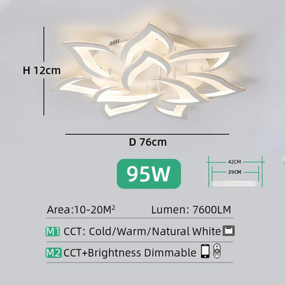 DecorBites™ LED Ceiling Light Chandelier Remote Control Dimmable Art Decor for Living Room Home Bedroom