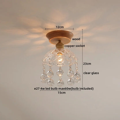 DecorBites™ Glass Wood LED Ceiling Light Modern Ceiling Lamp