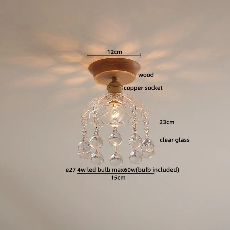 DecorBites™ Glass Wood LED Ceiling Lamp for Home Lighting and Decoration