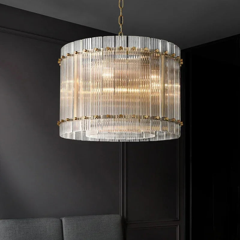 DecorBites™ Gold Double Layer Ring Crystal Pendant Light for Elegance in Every Room