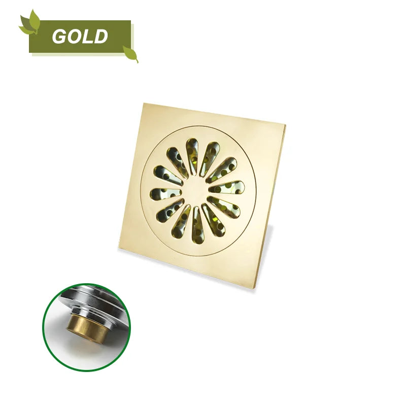 مصرف أرضية دش مربع من النحاس من DecorBites™ للمطبخ والحمام، مقاوم للحشرات والروائح