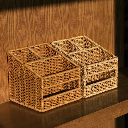 DecorBites™ Desktop Tissue Box Pen Holder Sundries Organizer Plastic Storage Bin