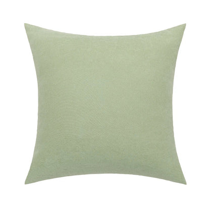 DecorBites™ Linen Embroidery Leaves Cushion Cover 45x45cm Beige Green Aesthetic Throw Pillow