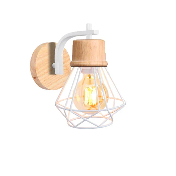Lámpara de pared DecorBites™ con jaula de hierro blanco para iluminación interior moderna