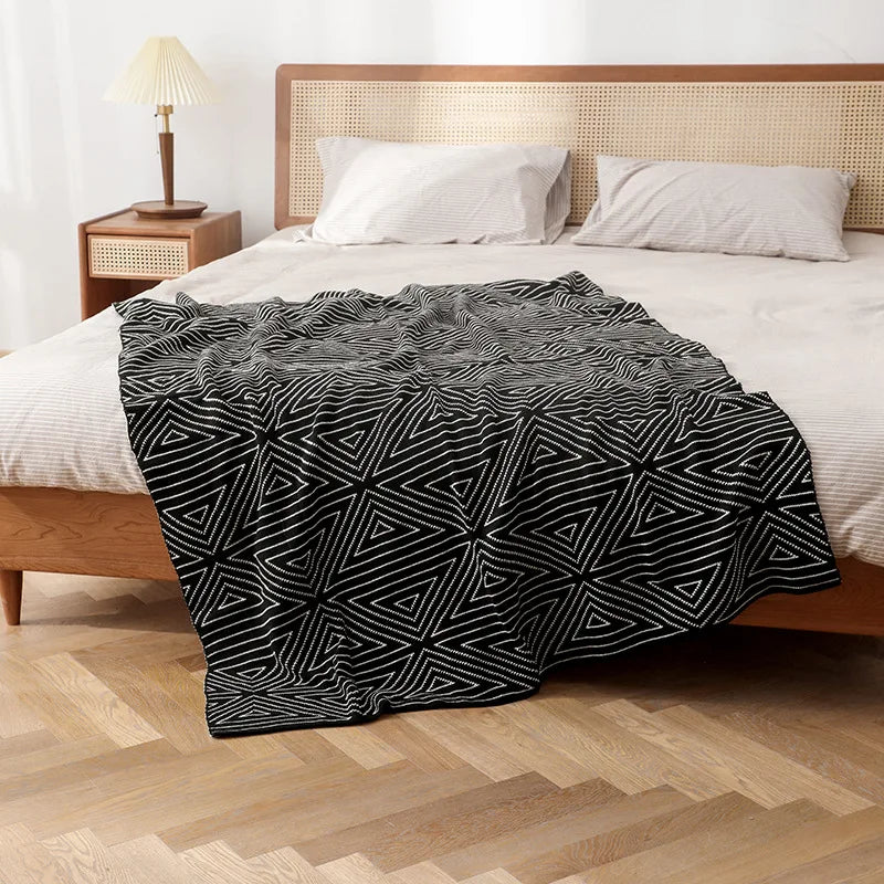 DecorBites™ Knitted Triangular Pattern Thin Blanket for Cozy Versatile Living Room Cover