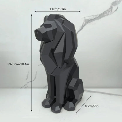 DecorBites™ Lion Resin Art Statue: Morden Geometry Figurine for Home Office Decoration