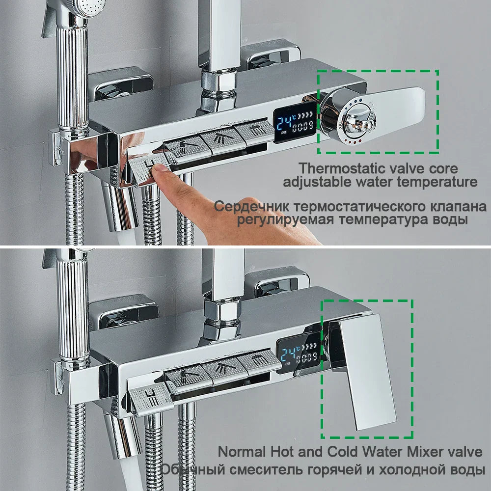 DecorBites™ Digital Display Shower System with Thermostatic Control and Tub Spout