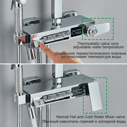 DecorBites™ Digital Display Shower System with Thermostatic Control and Tub Spout