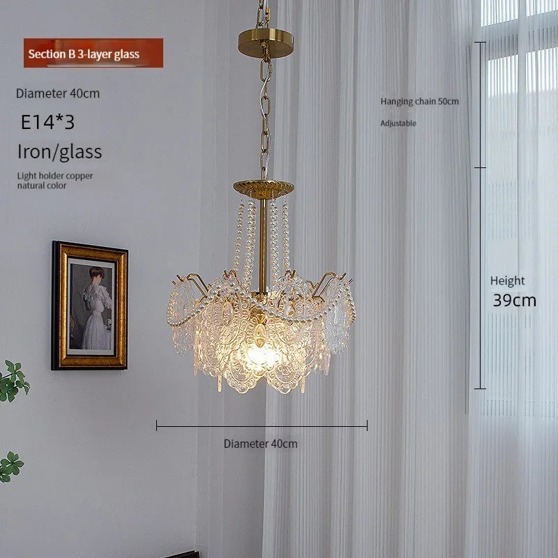 DecorBites™ Clear Glass LED Chandelier: Modern French Style for Living Room, Bedroom, Kitchen.
