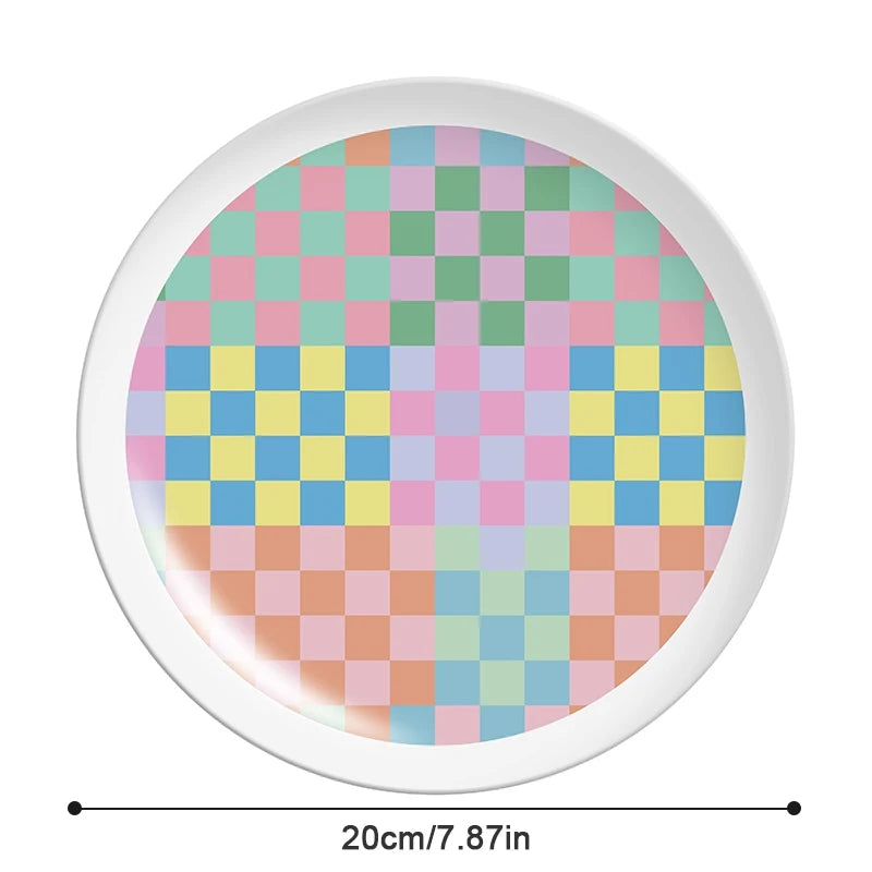 Plato de fibra de bambú redondo al estilo coreano Decorbites™ para postres, frutas y pasteles