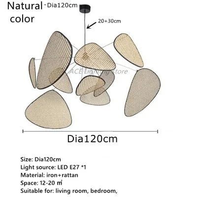 DecorBites™ Black Rattan Ceiling Chandelier for Elegant Indoor Lighting