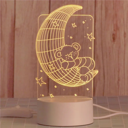 Lámpara de noche acrílica 3D DecorBites™ | Regalo para niños y niñas | Decoración para dormitorio | Luz de mesa