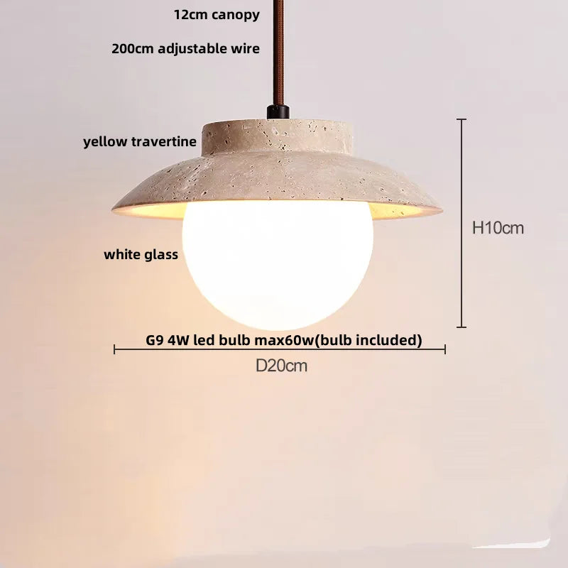 Aluminum LED Pendant Light Travertine E27 Base