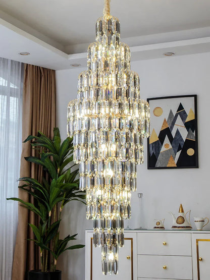 DecorBites™ Crystal Loft Pendant Light: Sleek Spiral Staircase Chandelier