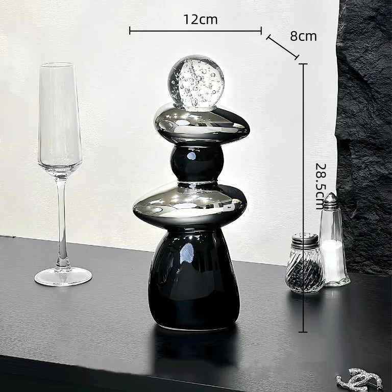 DecorBites™ Decorative Crystal Ball Statue Figurines for Home Decor - Geometric Stone Pile