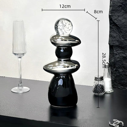 DecorBites™ Decorative Crystal Ball Statue Figurines for Home Decor - Geometric Stone Pile