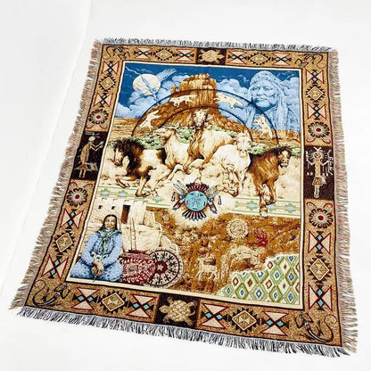 DecorBites™ Linen Cotton Bohemian Jacquard Sofa Blanket