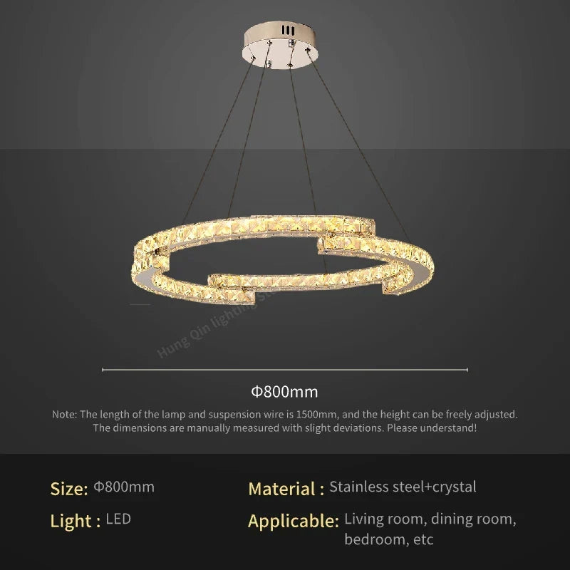 DecorBites™ Circular Crystal Pendant Light Chandelier for Living Room