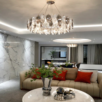 DecorBites™ Gold Silver Crystal LED Dimmable Pendant Light for Living Room