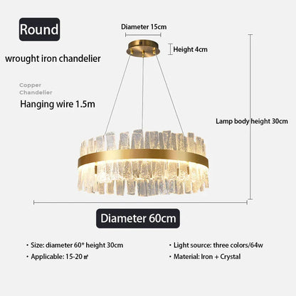 DecorBites™ Golden Crystal Chandelier LED Pendant Light - Luxury Modern Glass Lighting