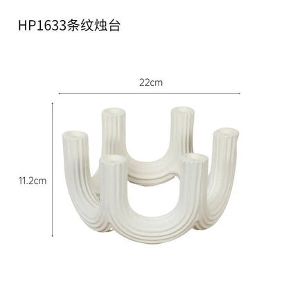 DecorBites™ Elegant White Ceramic Candlestick Holder for Home Decor and Dining Table