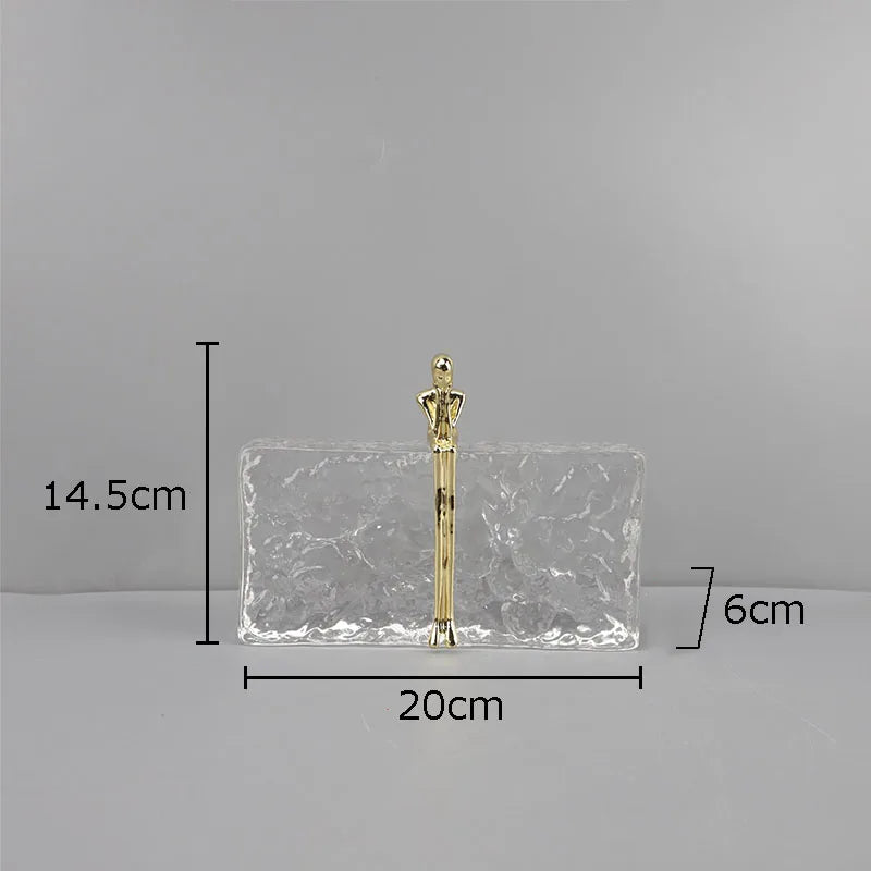DecorBites™ Golden Thinker Ice Crystal Sculpture: Abstract Figure on Crystal Base