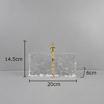 DecorBites™ Golden Thinker Ice Crystal Sculpture: Abstract Figure on Crystal Base
