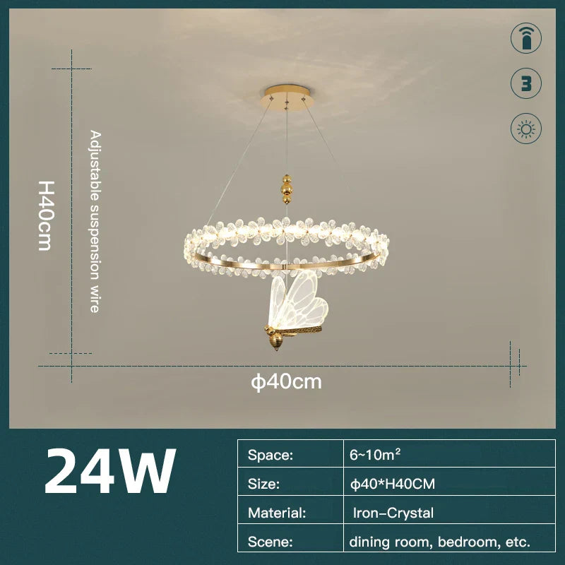 DecorBites™ Crystal Ring LED Chandelier: Modern Luxury Pendant Lamp for Home Decor