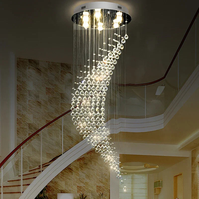 Lámpara de araña espiral con bola de cristal DecorBites™: Lámpara colgante LED de lujo
