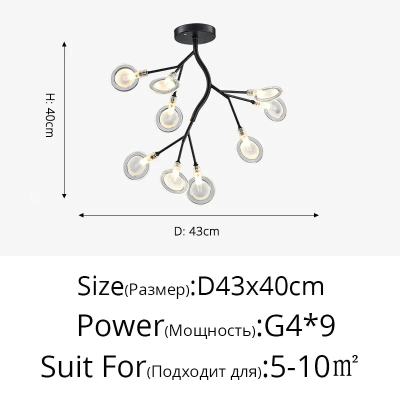 DecorBites™ Branch Shape Firefly Ceiling Chandelier G4 Led Lighting Indoor Hanging Lamp