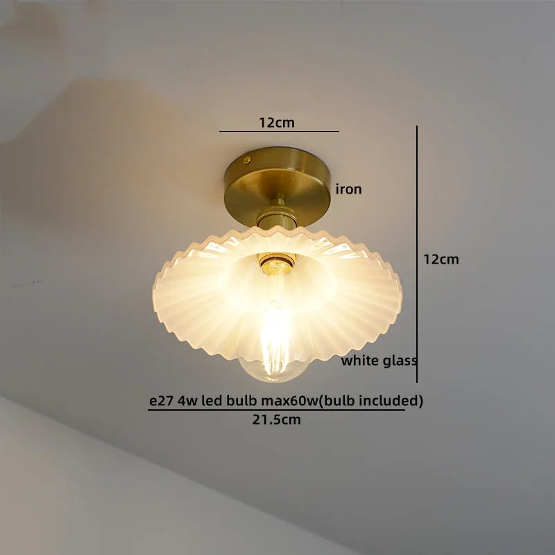 DecorBites™ Green Glass LED Ceiling Light Modern Iron Copper Lampara Techo for Home Decor