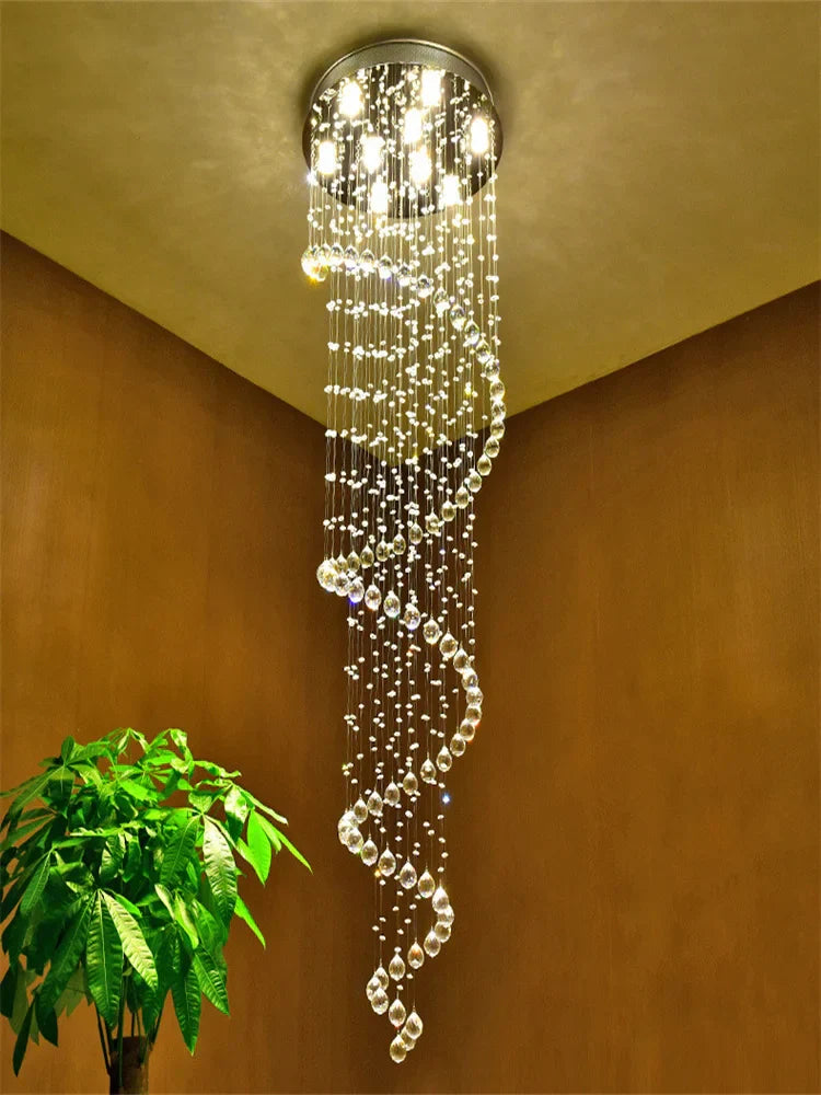 Decorbites™ Gran Candelabro de Espiral de Cristal LED para Sala de Estar Moderna, Escalera, Dormitorio, Hotel