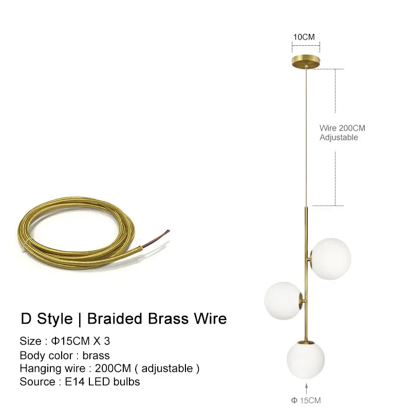 Lámpara de araña LED con bola de cristal DecorBites™: Lámpara colgante nórdica moderna para comedor y dormitorio