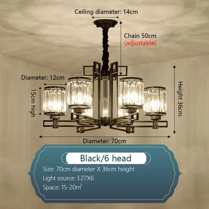 DecorBites™ Crystal Chandelier: Elegant Chinese Style Lighting for Living Room, Bedroom, and Study