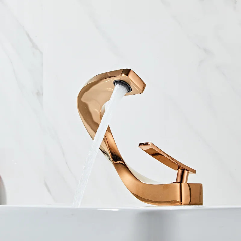 Decorbites™ Grifo de Oro para Baño | Grifo de Fregadero Montado en Cubierta | Mezclador de Lavabo de Agua Caliente y Fría