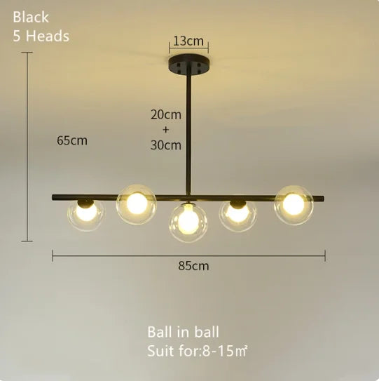 Lámpara colgante LED de bola de vidrio dorado Decorbites™ para iluminación de cocina y comedor