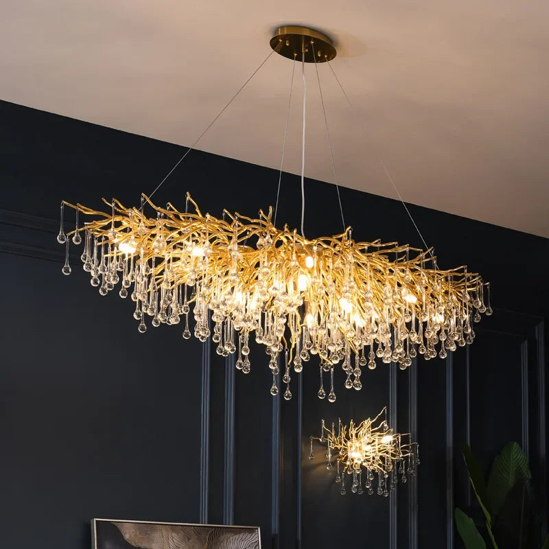 DecorBites™ Crystal Branch Chandelier LED Ceiling Light for Living Bedroom Décor