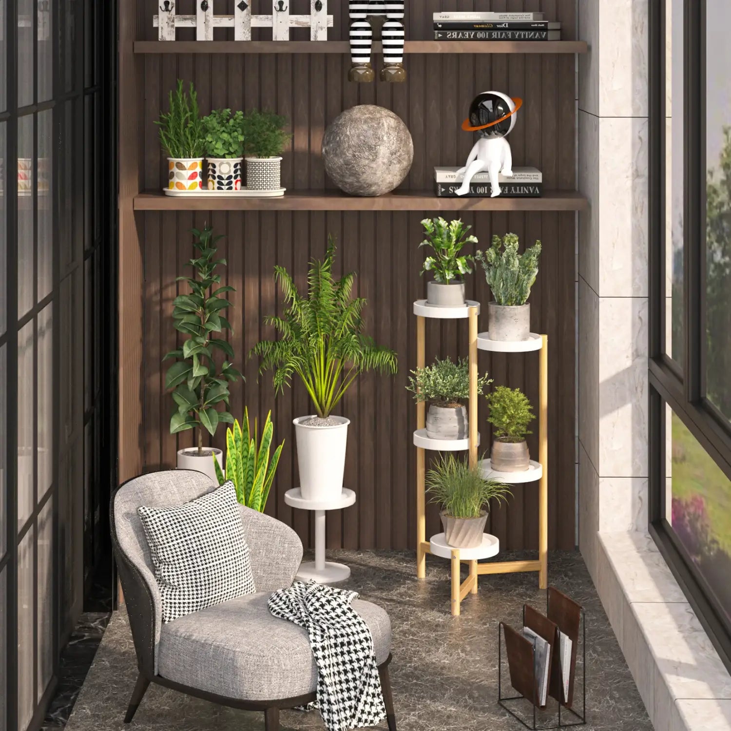 Decorbites™ 5-stufige Bambus-Pflanzenständer für Innen- und Außenbereich