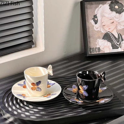 DecorBites™ Butterfly Ceramic Tea Cup & Saucer Set for Elegant Dining Table Décor