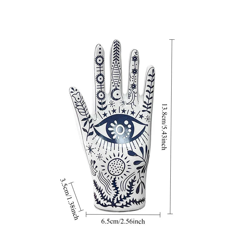 DecorBites™ Ceramic Witch Palmistry Hand Jewelry Holder Stand Mystic Fortune Teller Figurine