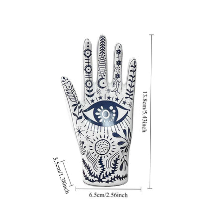 DecorBites™ Ceramic Witch Palmistry Hand Jewelry Holder Stand Mystic Fortune Teller Figurine