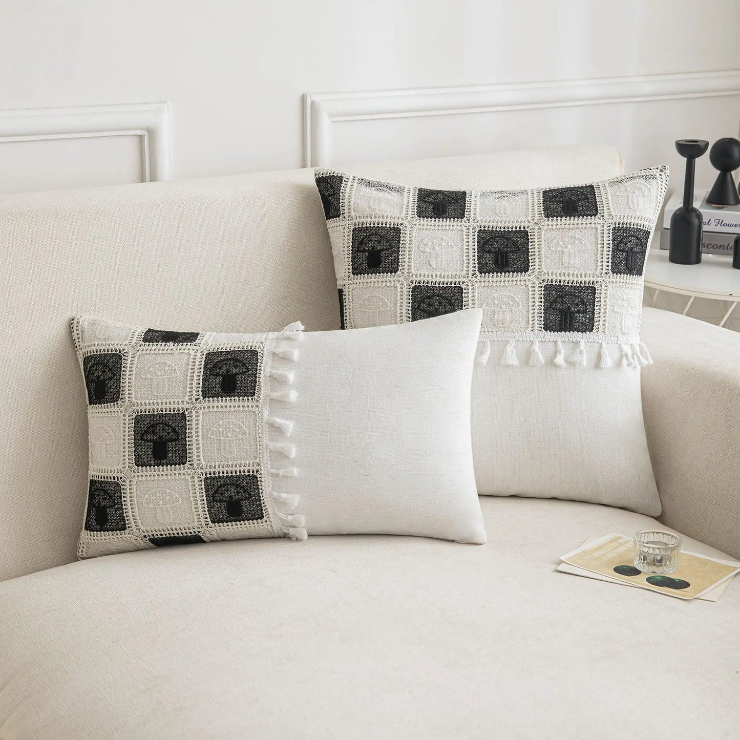 Funda de cojín DecorBites™ con estampado geométrico a cuadros: Funda de cojín decorativa de estilo nórdico