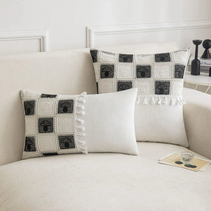 Funda de cojín DecorBites™ con estampado geométrico a cuadros: Funda de cojín decorativa de estilo nórdico